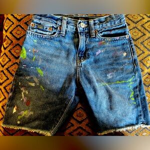 Kids Polo Ralph Lauren Paint Splash Cut Off Jean Shorts
